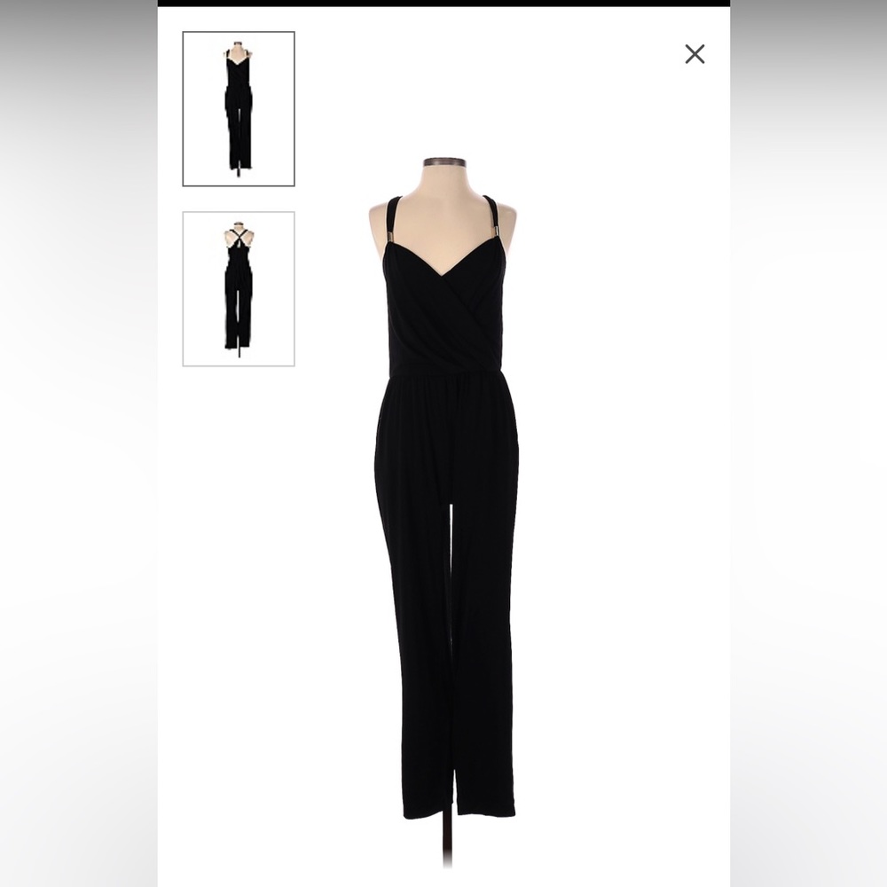 Jennifer Lopez womens Medium black poly jumpsuit NWT $70